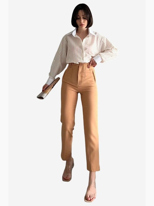 Pantalon taille haute à pinces my fashion - Kiabi Pantalon taille haute à pinces my fashion - Kiabi