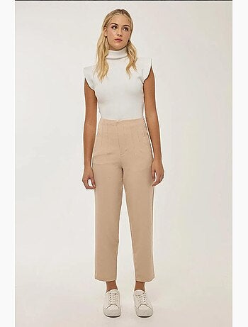 Pantalon taille haute ajusté couleur chair hiccup