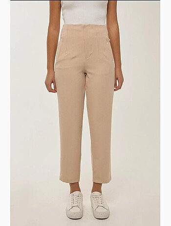 Pantalon taille haute ajusté couleur chair hiccup