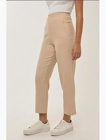 Pantalon taille haute ajusté couleur chair hiccup
