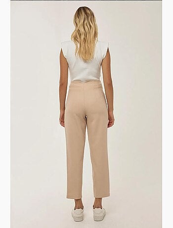 Pantalon taille haute ajusté couleur chair hiccup