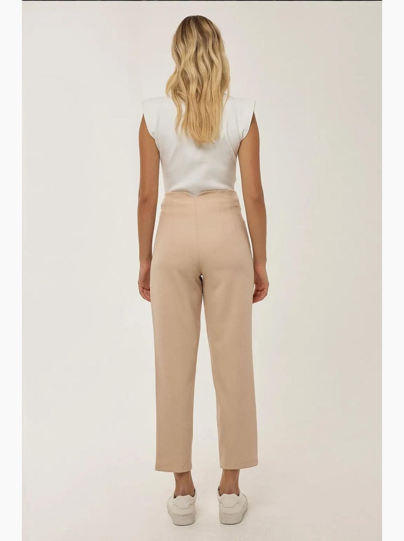Pantalon taille haute ajusté couleur chair hiccup Beige naturel - Kiabi