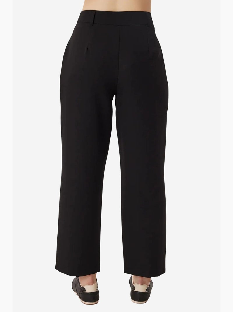 Pantalon taille haute avec ceinture istanbul Noir - Kiabi