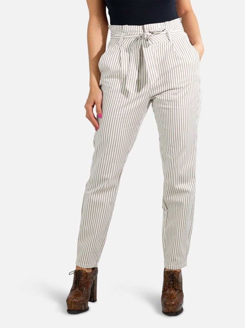 Pantalon taille haute avec ceinture Vero Moda Blanc - Kiabi