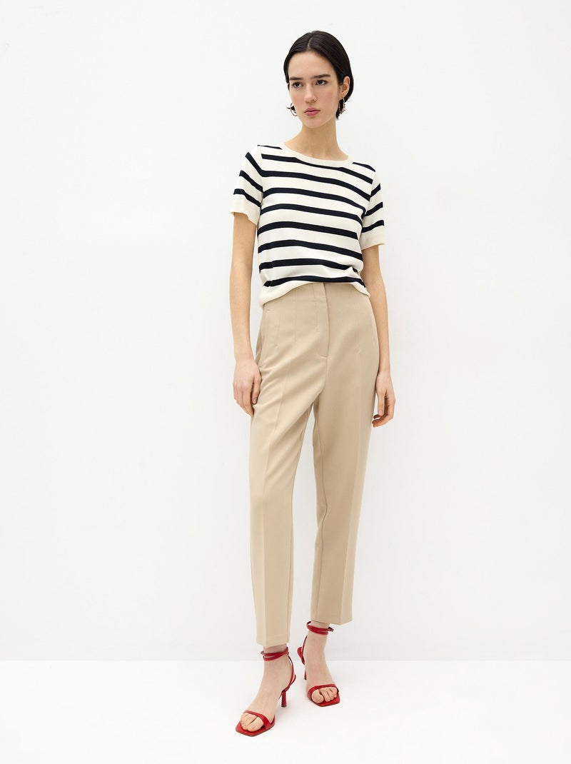 Pantalon taille haute Beige - Kiabi