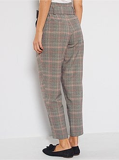 Pantalon taille haute ceinturé - Kiabi