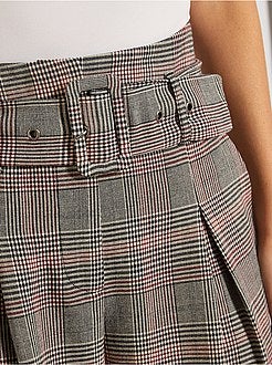 Pantalon taille haute ceinturé - Kiabi