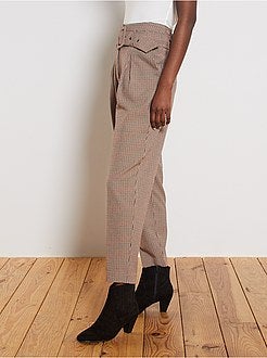 Pantalon taille haute ceinturé - Kiabi
