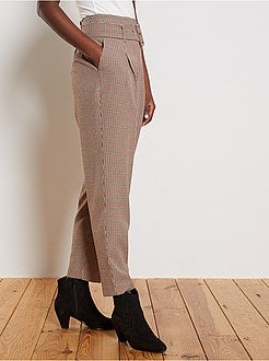 Pantalon taille haute ceinturé - Kiabi