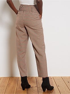 Pantalon taille haute ceinturé - Kiabi