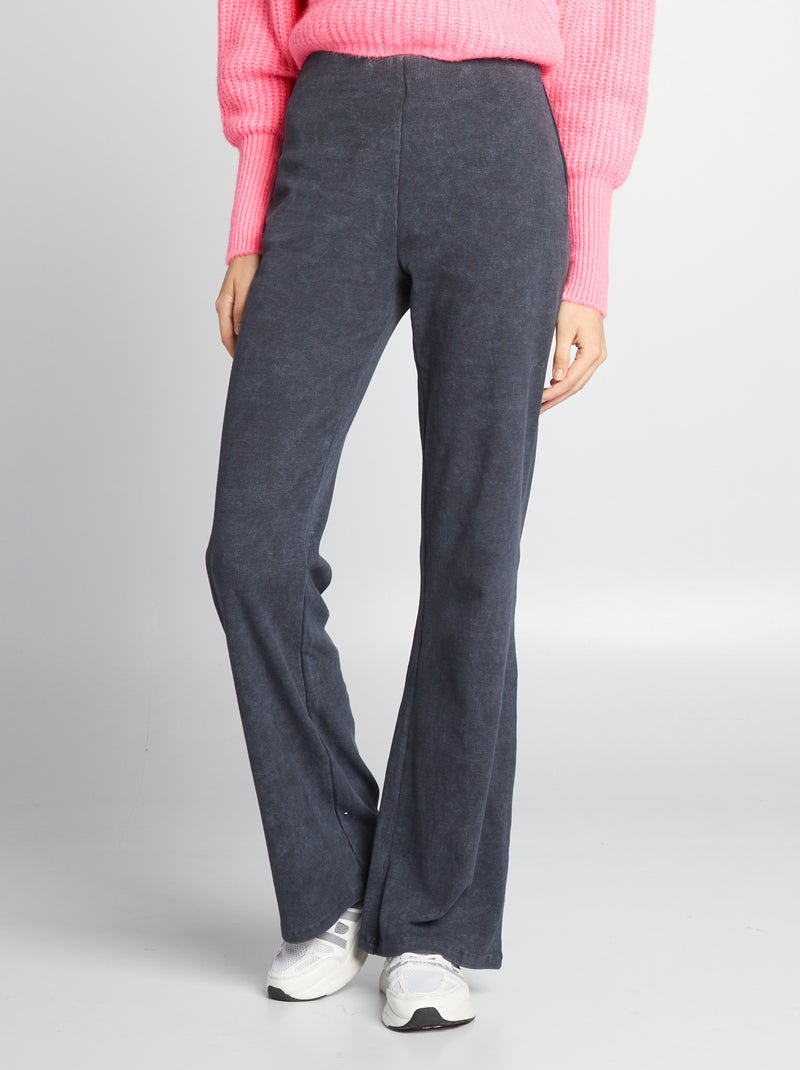 Pantalon taille haute côtelé GRIS - Kiabi