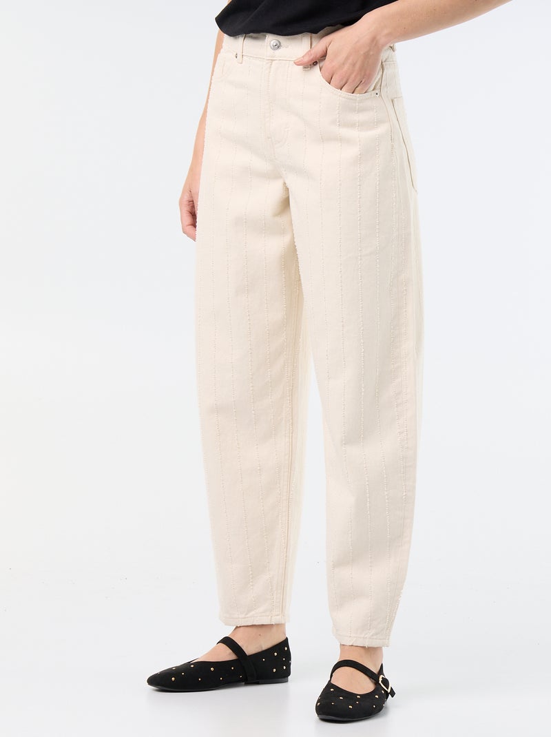 Pantalon taille haute coupe ballon Blanc - Kiabi