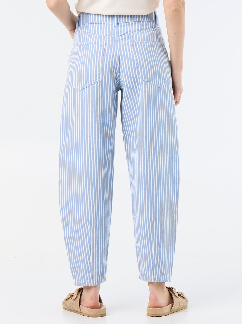 Pantalon taille haute coupe ballon Bleu - Kiabi