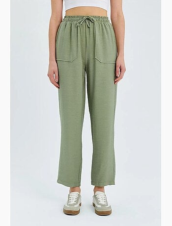Pantalon taille haute coupe carotte avec cordon de serrage à la taille mixray