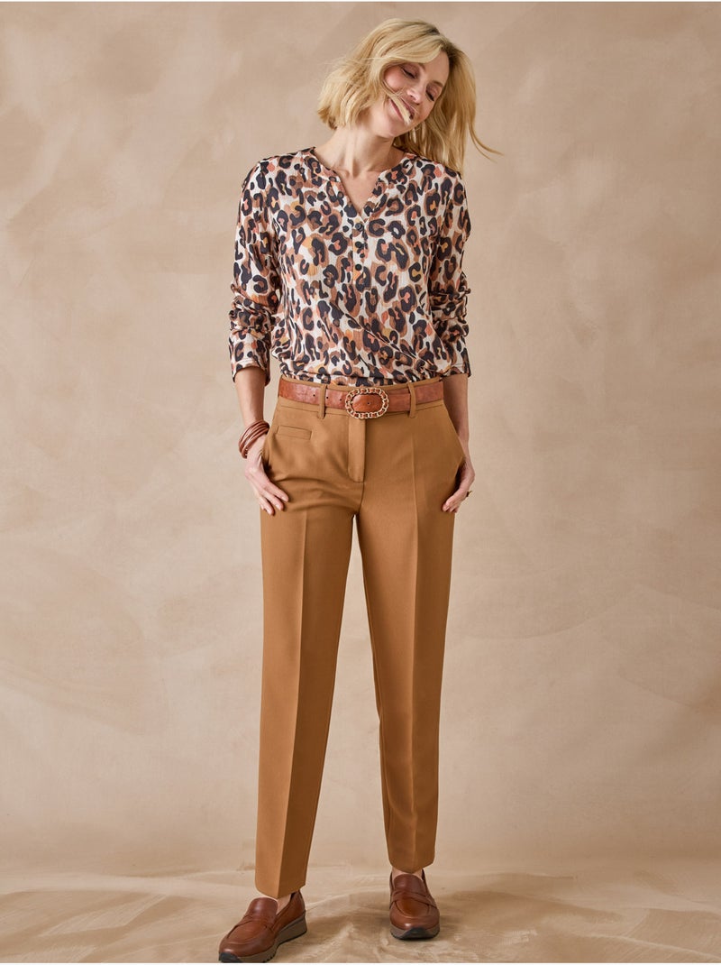 Pantalon taille haute coupe droite - daxon Camel - Kiabi