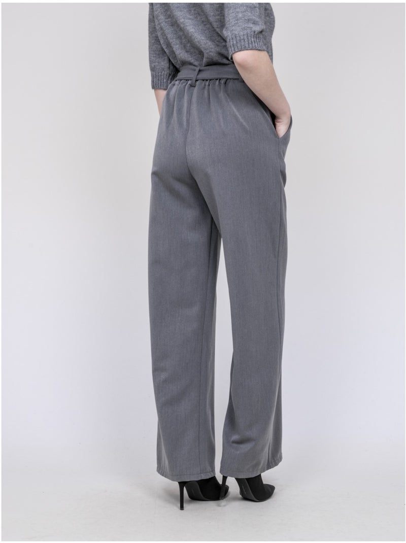 Pantalon taille haute EDERINA Gris - Kiabi