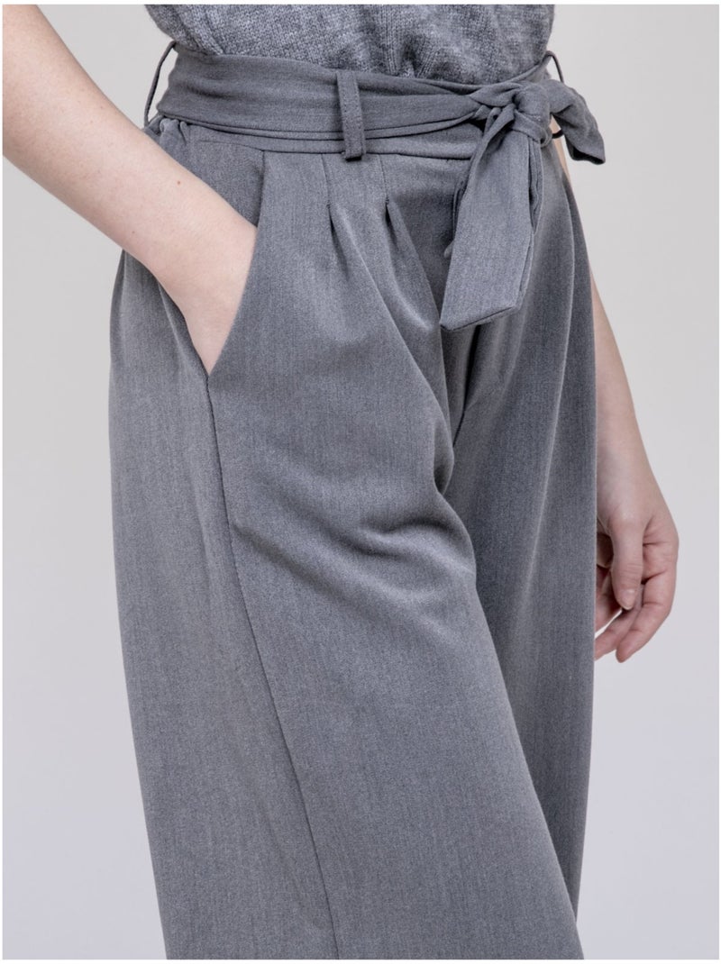 Pantalon taille haute EDERINA Gris - Kiabi