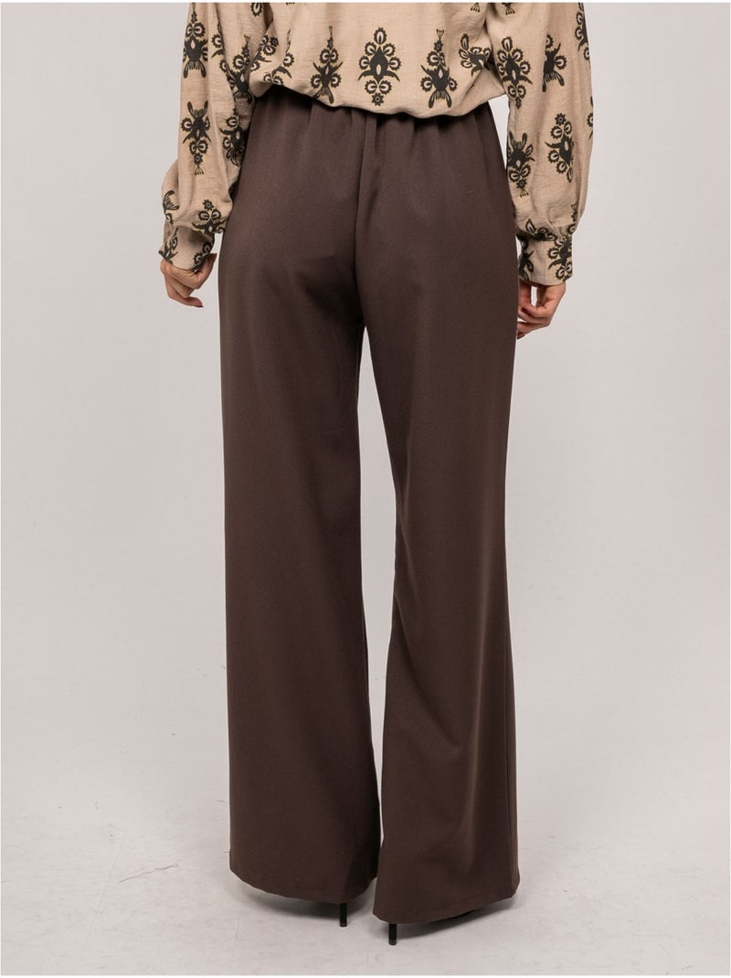 Pantalon taille haute ederina Marron - Kiabi