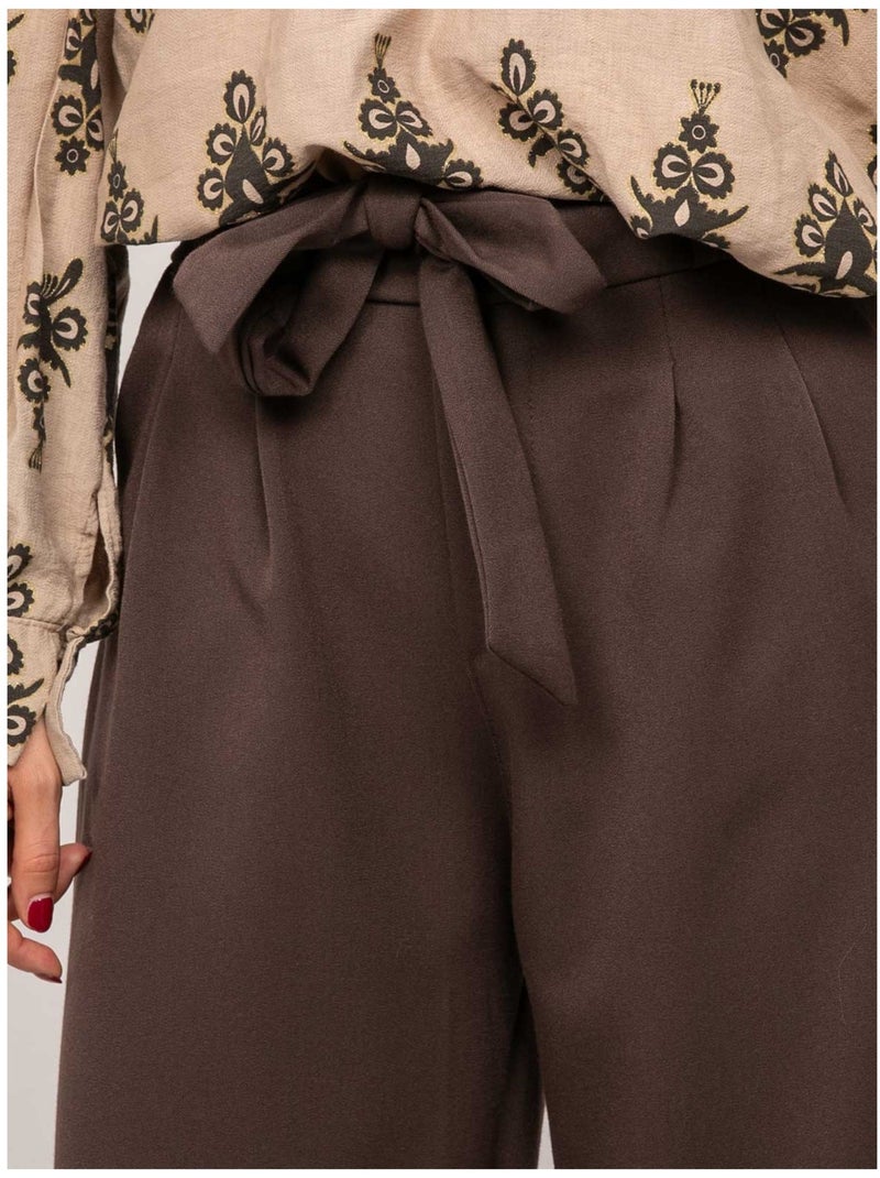 Pantalon taille haute ederina Marron - Kiabi