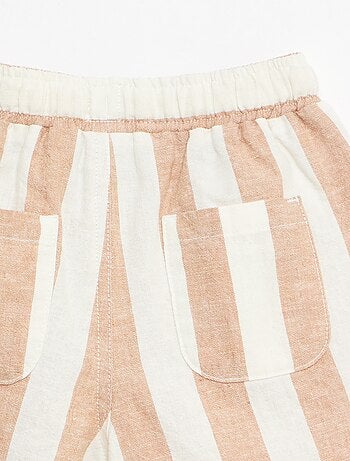 Pantalon taille haute en coton et lin