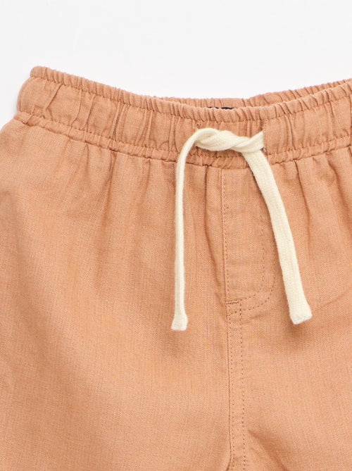 Pantalon taille haute en coton et lin - Kiabi