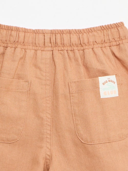 Pantalon taille haute en coton et lin - Kiabi