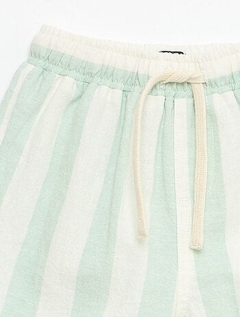 Pantalon taille haute en coton et lin