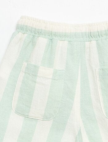 Pantalon taille haute en coton et lin