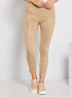 Pantalon taille haute en suédine - Kiabi