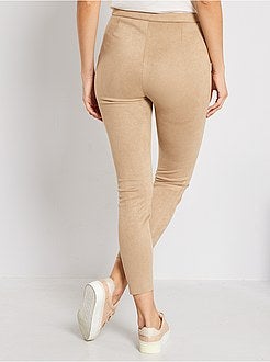 Pantalon taille haute en suédine - Kiabi