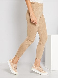 Pantalon taille haute en suédine - Kiabi