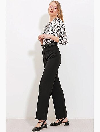 Pantalon taille haute en tissu menthe bdart