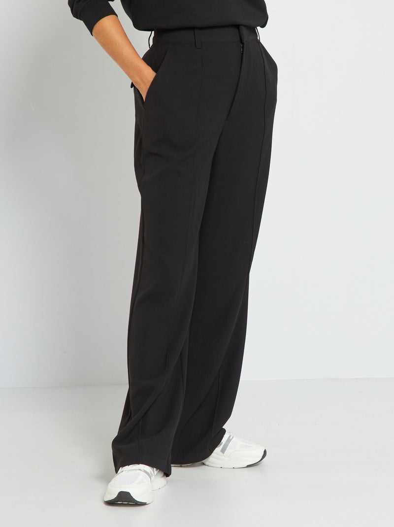 Pantalon taille haute en twill noir - Kiabi