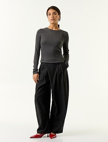 Pantalon taille haute forme large barrel