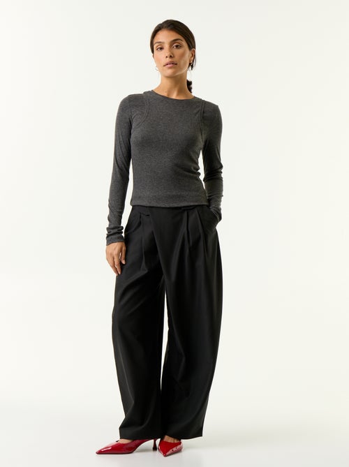 Pantalon taille haute forme large barrel - Kiabi