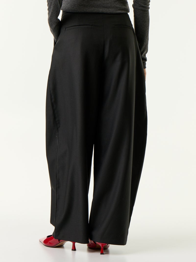Pantalon taille haute forme large barrel Noir - Kiabi