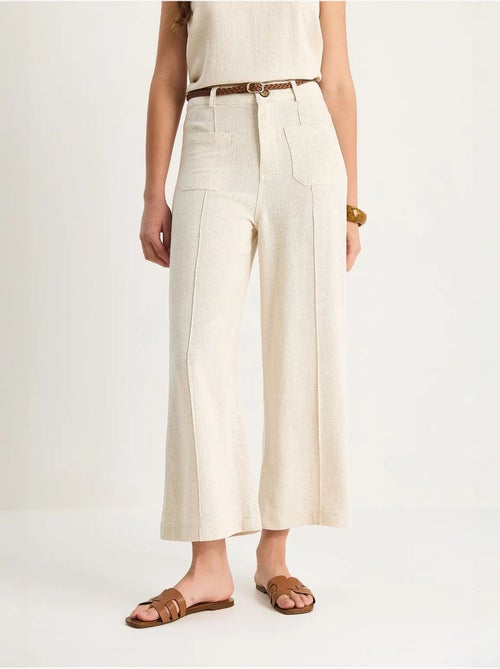 Pantalon taille haute, jambes larges, longueur cheville, avec ceinture lucci - Kiabi Pantalon taille haute, jambes larges, longueur cheville, avec ceinture lucci - Kiabi