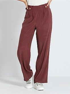 Pantalon taille haute large et fluide - Kiabi