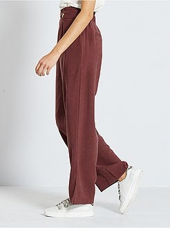 Pantalon taille haute large et fluide - Kiabi