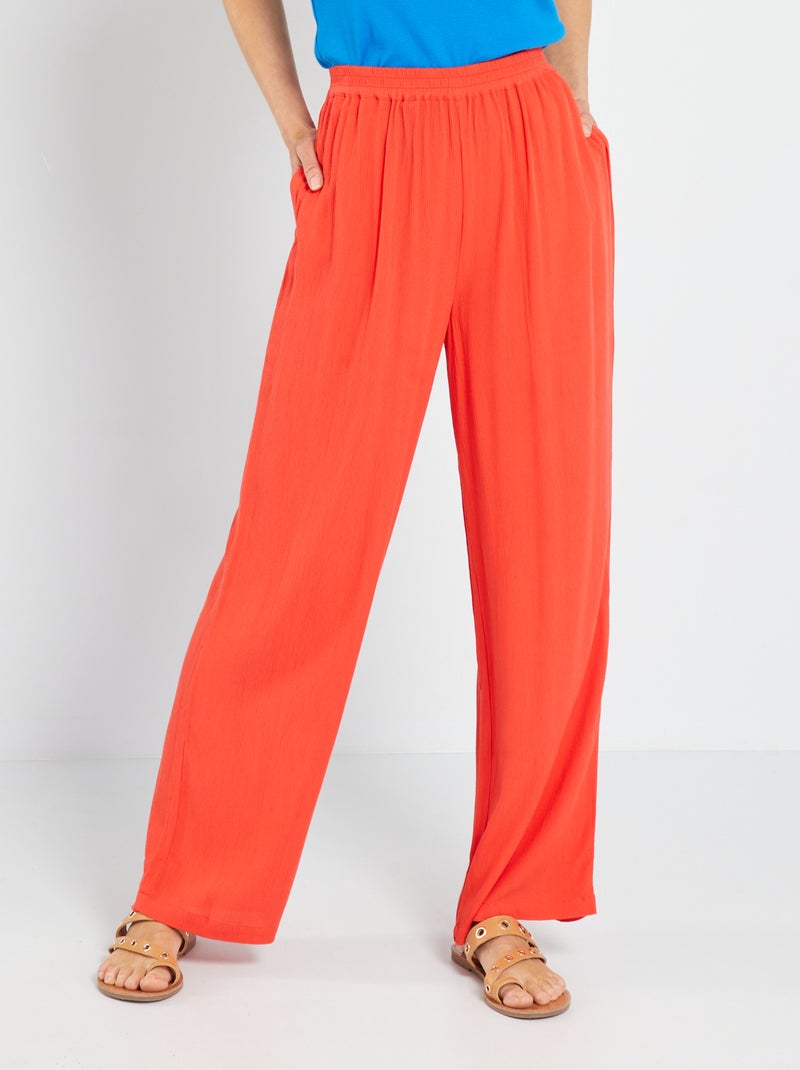 Pantalon taille haute large Rouge - Kiabi