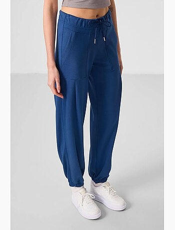 Pantalon taille mi-haute en crêpe, coupe décontractée, avec poche tommy