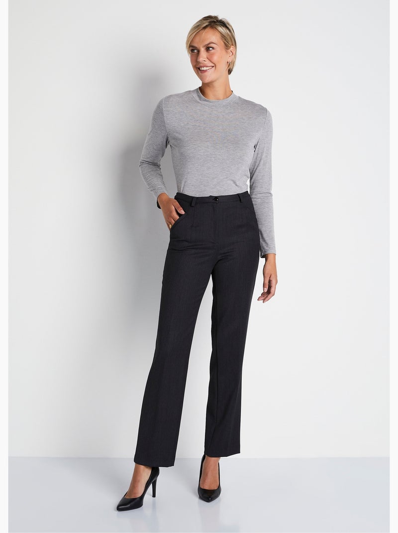 Pantalon taille semi-élastiquée droit - Afibel Gris - Kiabi