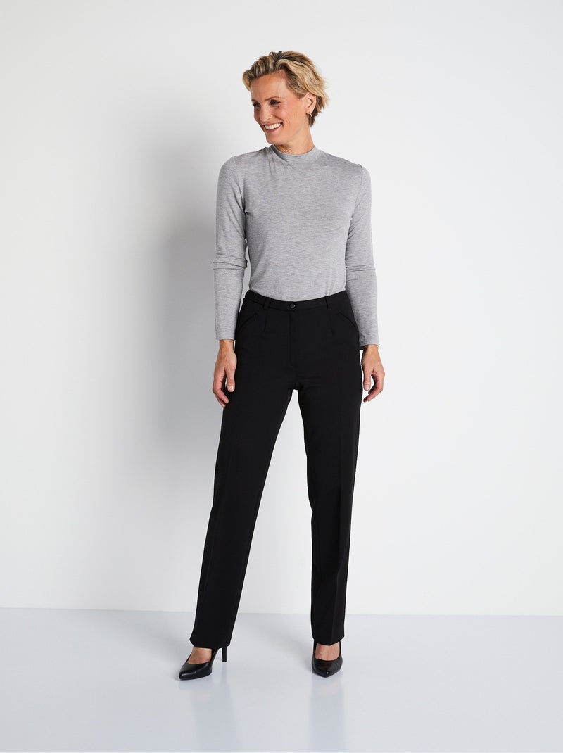 Pantalon taille semi-élastiquée droit - Afibel Noir - Kiabi