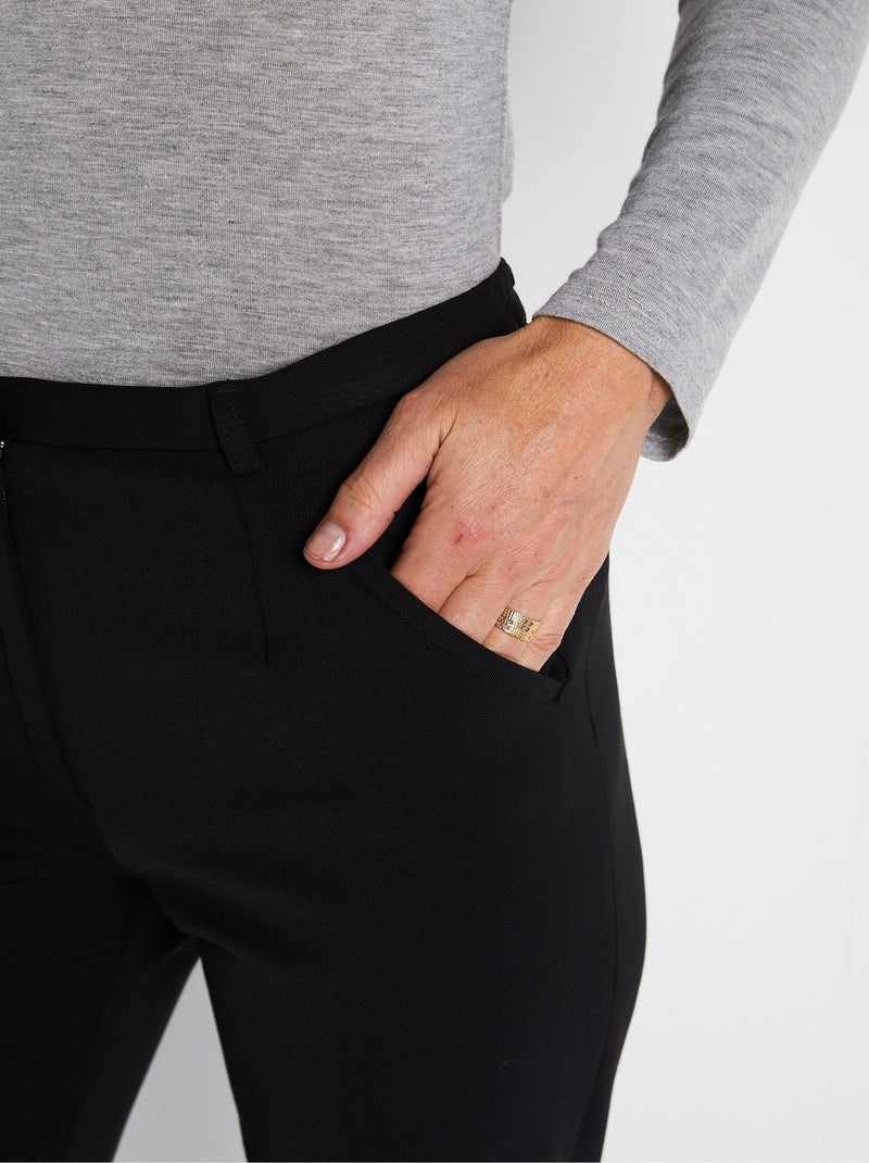 Pantalon taille semi-élastiquée droit - Afibel Noir - Kiabi