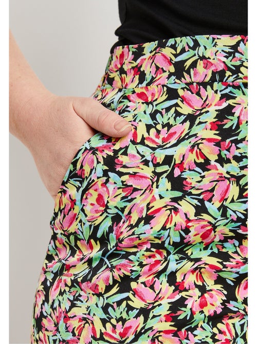 Pantalon taille semi-élastiquée satin fleuri - Afibel - Kiabi
