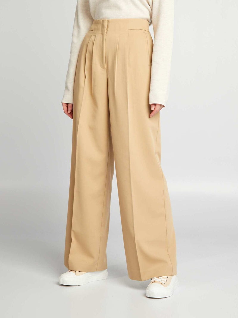 Pantalon tailleur à coupe large Beige - Kiabi
