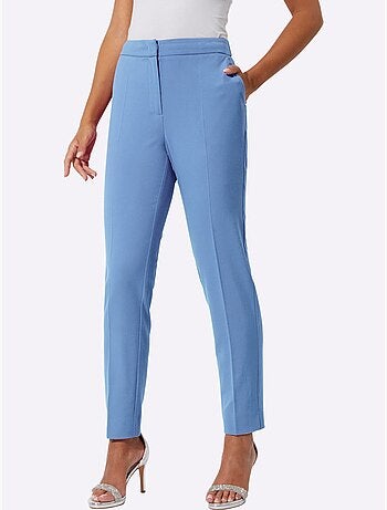Pantalon tailleur à poches latérales et plis repassés - Taille courte - Helline