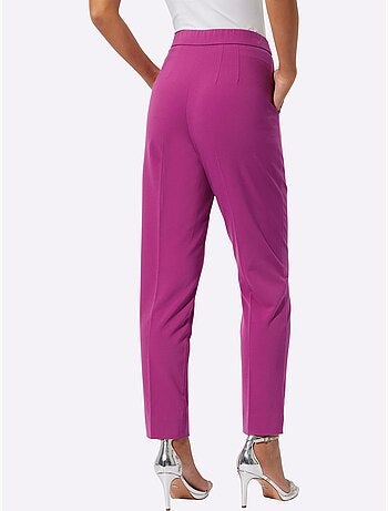 Pantalon tailleur à poches latérales et plis repassés - Taille courte - Helline