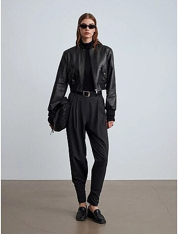 Pantalon tailleur à taille haute et plis dilvin