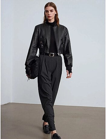Pantalon tailleur à taille haute et plis dilvin